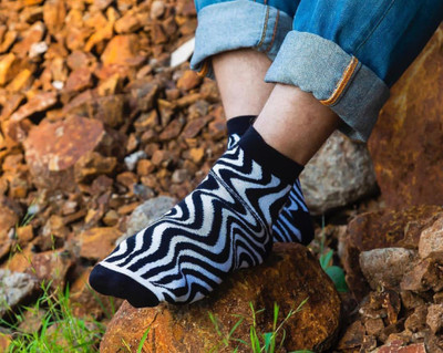 SOFT SLIPPERS Men & Women Striped, Geometric Print Ankle Length(Pack of 2)