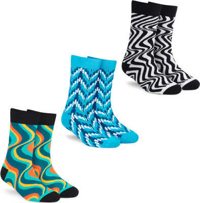 Dynamocks Men & Women Printed Mid-Calf/Crew(Pack of 3)