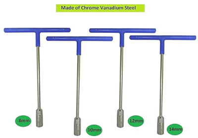 GrabMoor 8mm 10mm 12mm 14mm Hex T-Socket Spanner Set for Bike/Car Repair Tools Kit 1E Socket Set(Pack of 4)