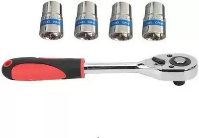 ToolSet 1/2 Drive Reversible Ratchet With 10 & 12 & 14 & 16 MM Hex Socket Set Pack of 5 Socket Set(Pack of 1)