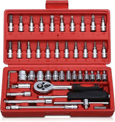 Flipkart SmartBuy High Quality 1/4-Inch Tool Ratchet Wrench Kit Household Socket Set(Pack of 46)
