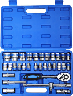AEGON 1/2'' 32 pcs Heavy Duty Chrome Vanadium Combinational Ratchet Auto Repair & DIY Socket Set(Pack of 32)
