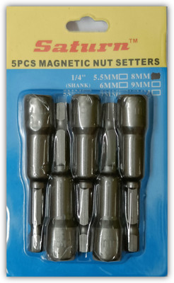 Hakimi Saturn Hex Magnetic NutSetters Driver Drill Bit Socket Shank (5 PCS)(8mmx65mm) Socket Set(Pack of 1)