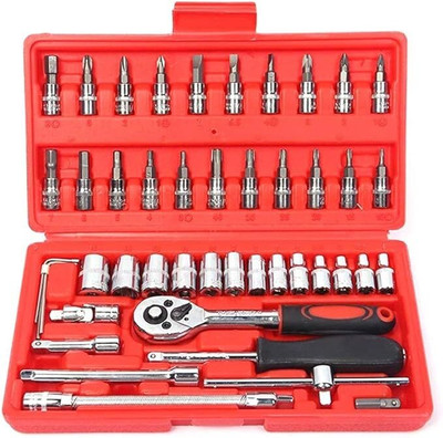 YPShoppy Repair Tool 46 Pcs 1/4-Inch Socket Set Ratchet Torque Wrench Combo Set Socket Set(Pack of 1)