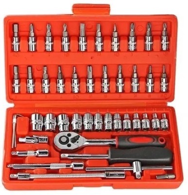 HardWall High Quality 46pcs 1/4-Inch Socket Set Tool Ratchet Wrench tool Kit Household Socket Set(Pack of 1)