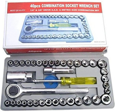Rajwati Traders Hand Tool Kit 40Pc Multi Purpose Combination Socket Wrench Set Socket Set(Pack of 1)