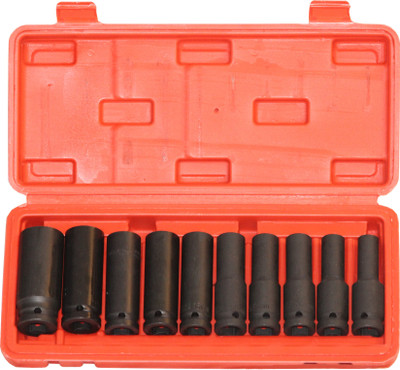 Digital Craft 10Pcs 1/2 Impact Deep Long Socket Head 8-24mm Pneumatic Wrench Workshop Tools Socket Set(Pack of 1)