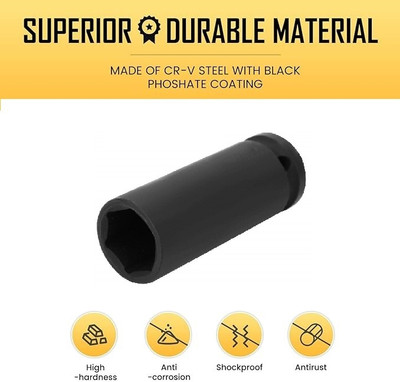 4MECH Heavy Duty 21 mm Chrome-Molybdenum Steel Deep Impact Socket Set(Pack of 1)