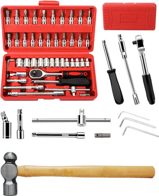 Atrocitus Socket Spannar Set with Hammer for Personal Use,Car/Bike Repair Tools Kit Socket Set(Pack of 47)