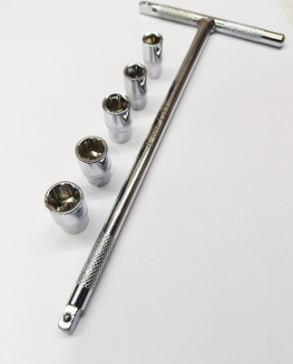 4MECH 8mm 9mm 10mm 11mm 12mm 1/4 Drive Socket Set with 8 Inch T handle Socket Set(Pack of 6)