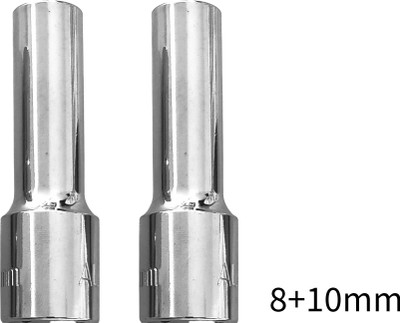 4MECH 8mm + 10mm Hex Long Chrome Vanadium Steel Anti Rust Socket Set(Pack of 2)