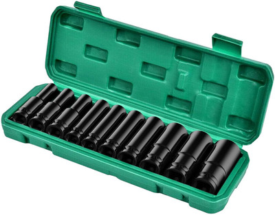 Harboan 10 Pieces 1/2-Inch Square Drive 78mm Deep Impact Socket Hex Set Socket Set Socket Set(Pack of 10)