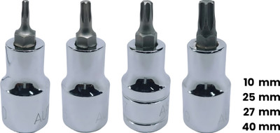 4MECH T-10+T-25+T-27+T-40, Hardened Chrome Vanadium Steel, Torx Bit Socket Socket Set(Pack of 4)