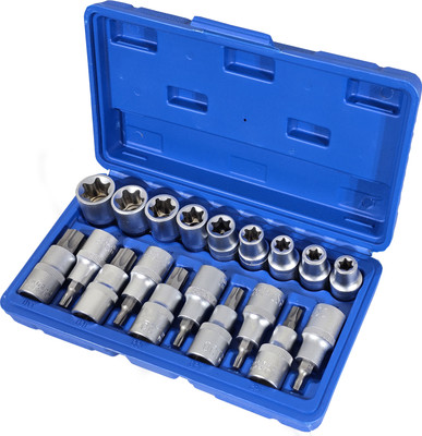 Digital Craft 19Pcs Hex Socket Set Torx Bit & E10-E24 External Star Sockets & T20-T70 Bits Socket Set(Pack of 19)