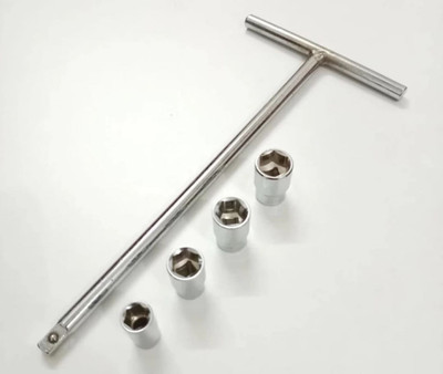 4MECH 1/4INCH T-HANDLE HEX TYPE RACHET WITH 4PCS SOCKET SET (8 , 10 , 11 , 12MM) Socket Set(Pack of 5)
