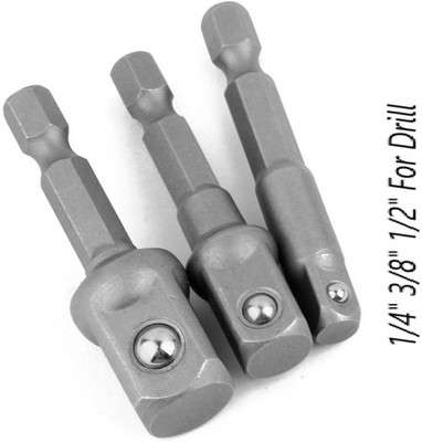 REIOENT Socket Adapter Set Hex Shank 1/4, 3/8, 1/2 Extension Drill Bits Bar Power Tools Socket Set(Pack of 3)