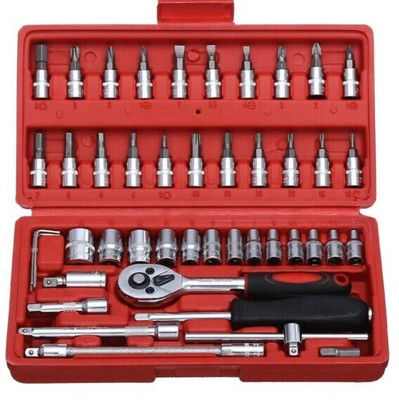 Techtest Socket Tool Set 46 in 1 Bit Socket Wrench Tool Kit Set Goti Tools Set Ratchet Socket Set(Pack of 46)