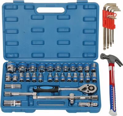 Digital Craft 32-Piece Socket Set with Claw Hammer and 9-Piece Allen Key Set Socket Set(Pack of 32)