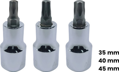 4MECH T-35+T-40+T-45, Hardened Chrome Vanadium Steel, Torx Bit Socket Socket Set(Pack of 3)