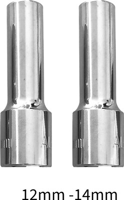 4MECH 12mm + 14mm Hex Long Chrome Vanadium Steel Anti Rust Socket Set(Pack of 2)