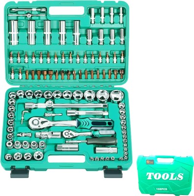 VOLTZ VZ-TK-108 Pcs Socket Wrench And Metric 1/4 And 1/2 Drive Socket Set Socket Set(Pack of 1)