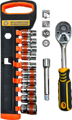 ADAWAT 12 in 1 Heavy Duty Socket Set 1/2 Chrome Vanadium Steel Hex Socket and Ratchet Socket Set(Pack of 12)