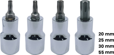 4MECH T-20+T-25+T-30+T-55, Hardened Chrome Vanadium Steel, Torx Bit Socket Socket Set(Pack of 4)