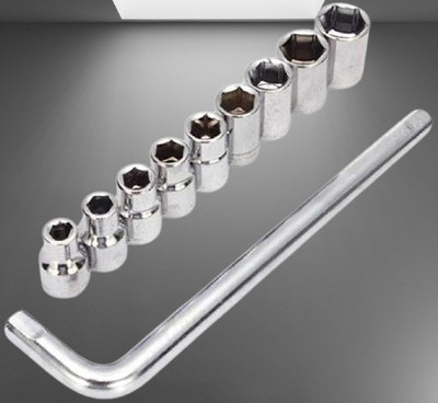 XDLB 10PCS Metric Socket Set – Chrome Vanadium Spanner Tool Kit for Automotive Socket Set(Pack of 1)