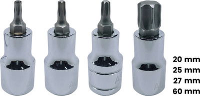 4NEX T-20+T-25+T-27+T-60, Hardened Chrome Vanadium Steel, Torx-Bit-Socket Socket Set(Pack of 4)