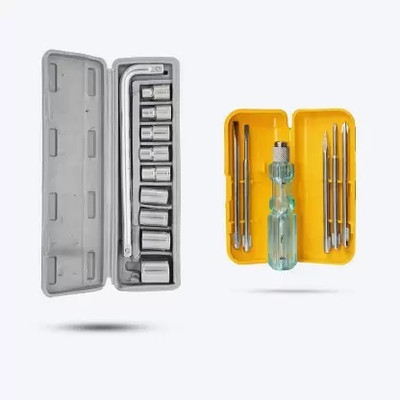 JMD Tools 10Pcs Hex Socket Spanner Set with 9in1 Screwdriver Set for Bike/Car Repair Kit Socket Set(Pack of 10)