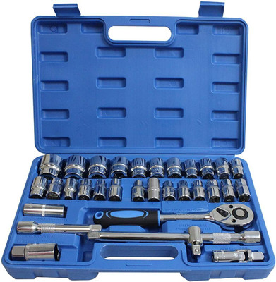AEGON 1/2'' 32 pcs Heavy Duty Chrome Vanadium Combinational Ratchet Auto Repair & DIY Socket Set(Pack of 32)