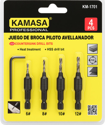XTOOLS XTOOLS km-1701 countersink drill bit set – 4pcs hss pilot hole tools Socket Set(Pack of 1)