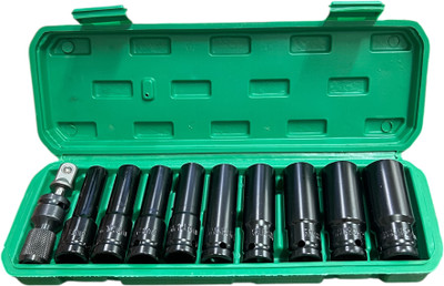 ADAWAT 10 Pcs Deep Impact Socket Set, 10-24 MM Hex Long Socket Set 1/2 Inch Impact Socket Set(Pack of 1)
