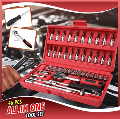 ValueShop High Quality 46pcs 1/4-Inch Socket Set Tool Ratchet Wrench tool Kit Household Power & Hand Tool Kit(46 Tools)
