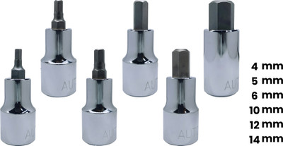4MECH 4mm + 5mm + 6mm + 10mm + 12mm + 14, Hardened CRV Steel, Hex Allen Bit Socket Socket Set(Pack of 6)