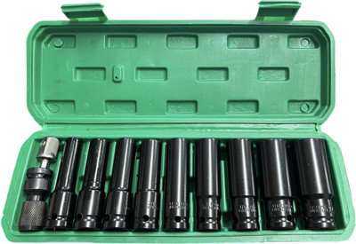 ADAWAT 11-Piece Impact Wrench Adapter Socket Set - Universal 1/2 Inch and 10-24 Mm Size Socket Set(Pack of 1)