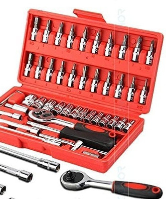 ZATCO High Quality 46pcs 1/4-Inch Socket Set Tool Ratchet Socket Set(Pack of 1)
