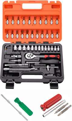 Digital Craft 46PC Socket Set ,6Inch 2 In 1 Screw Driver,4 In 1 Screw Driver Socket Set(Pack of 46)