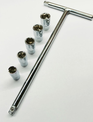 TOM T Handle Socket Spanner With 1/4 Drive, 8mm, 9mm, 10mm 11mm And 12mm Hex Sockets Socket Set(Pack of 6)
