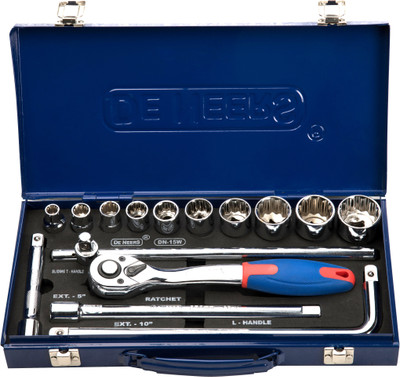 De Neers 15 Sae Regular 1/2 Drive Hex & Bi Hex Socket Set | For Home and Industrial Use Socket Set(Pack of 1)