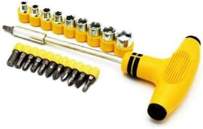 XDLB 24pcs Socket & Bit Standard Screwdriver Set Long Handle Screwdriver Set Socket Set(Pack of 1)
