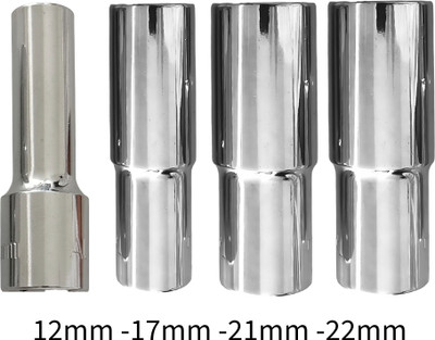 4MECH 12mm + 17mm + 21mm + 22mm Long Hex, Chrome Vanadium Steel, Anti Rust Socket Set(Pack of 4)