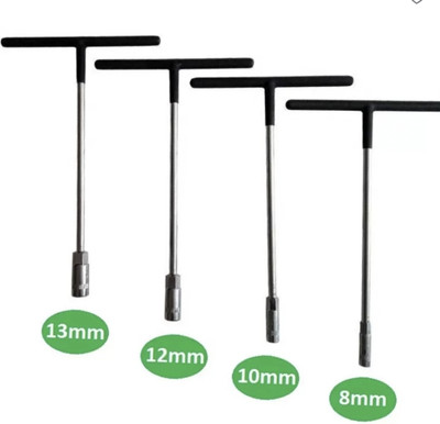 PTM T spanner lond handle with polish socket set (8MM,10MM,12MM,13MM) Socket Set(Pack of 4)
