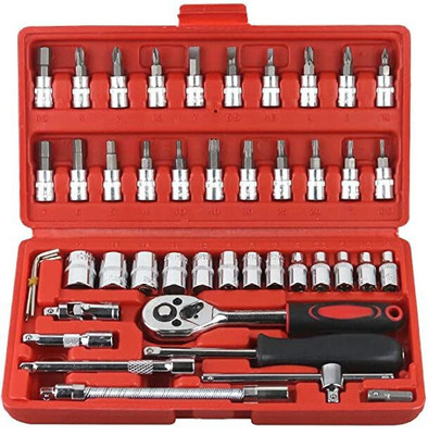 EUHOMI High Quality 46pcs 1/4Inch Socket Set Tool Ratchet Torque Wrench Combo Tools Kit Socket Set(Pack of 46)