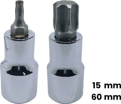 4MECH T-15+T-60, Hardened Chrome Vanadium Steel, Torx Bit Socket Socket Set(Pack of 2)