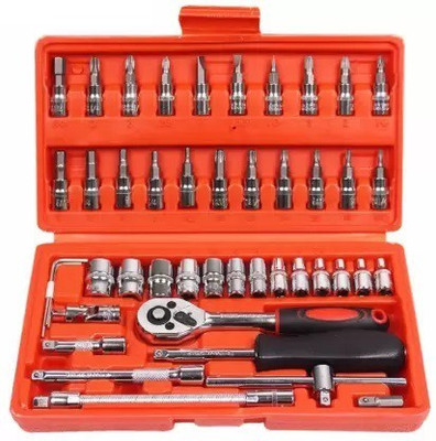ZATCO High Quality 46pcs 1/4-Inch Socket Set Tool Ratchet Socket Set(Pack of 1)