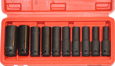 Digital Craft Pneumatic Wrench 8-24mm Workshop Tools 10Pcs 1/2 Impact Deep Long Socket Head Socket Set(Pack of 1)