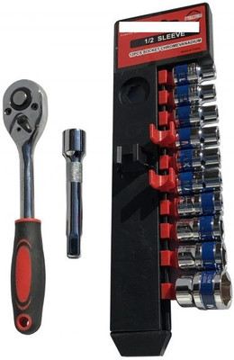 Gadariya King 12 pcs Socket Set 1/2 Chrome Vanadium Steel Hex Socket and Ratchet Spanner Tool Socket Set(Pack of 1)