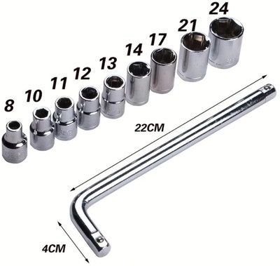 Zeno volt 10 socket toola box Socket Set(Pack of 10)