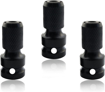uptodatetools 3Pcs 1/2-Inch Square Drive to 1/4-Inch Hex Female Socket Impact Adapter Socket Set(Pack of 3)